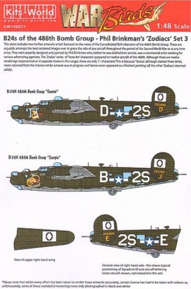 1/48 B-24H Liberator 834th BS, 486th BG Phil Brinkman's Zodiacs