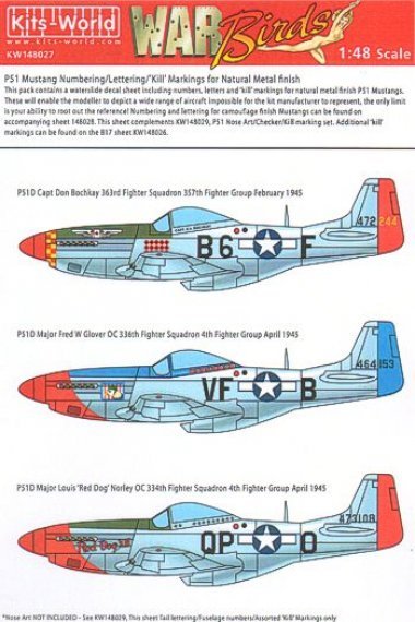 1/48 P-51D Mustang General Markings  Aircraft ID Numbers & Lett