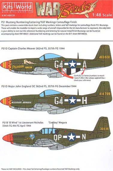 1/48 P-51B/P-51D Mustang Aircraft ID Numbers & Lettering