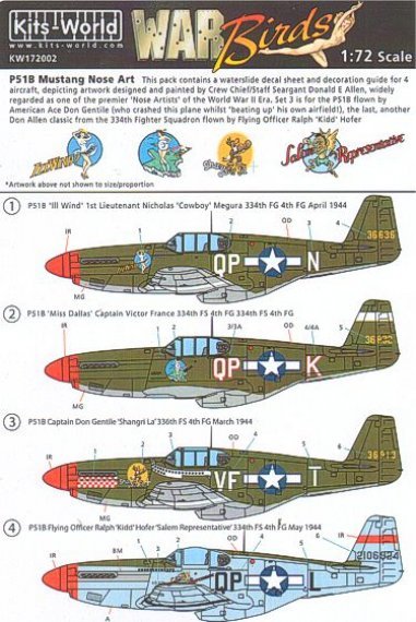 1/72 North American P-51B Mustang Nose Art 336th/334th FS 4FG