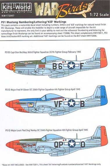1/72 North American P-51B/P-51D Mustang Serial Numbers, Squadron