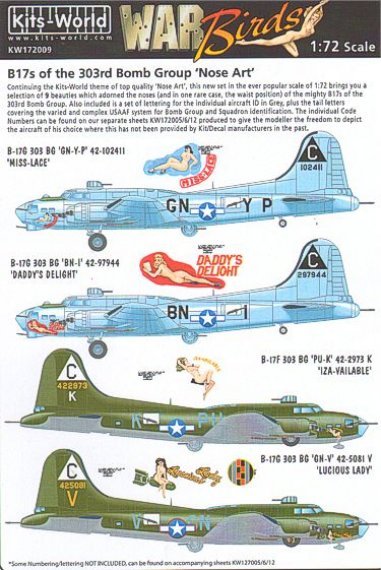 1/72 Boeing B-17F/Boeing B-17G Flying Fortress 303rd BG Nose Art