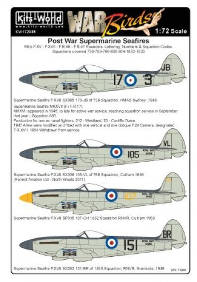 1/72 Supermarine Seafires MK.XVII, Mk.46, Mk.47