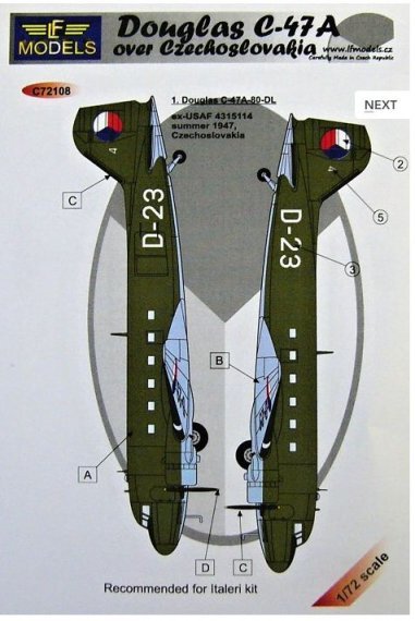 1/72 Decals C-47A over Czechoslovakia (ITAL)
