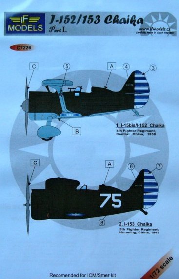 1/72 Decals for I-152/153 Chaika (China) Part I.