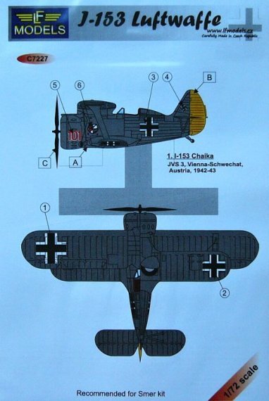 1/72 Decals for Polikarpov I-153 (Luftwaffe)