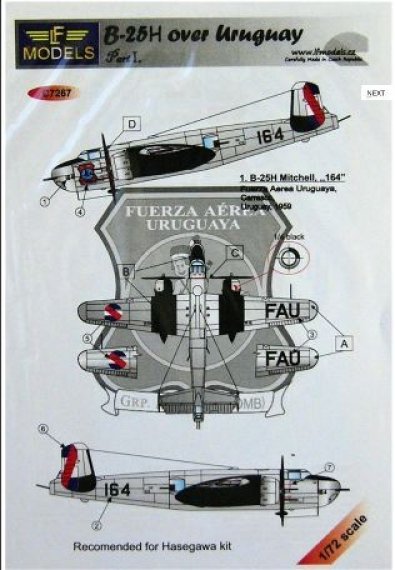 1/72 Decals B-25H over Uruguay Part I. (HAS)