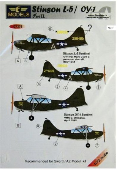 1/72 Decals Stinson L-5/OY-1 USAF Part II. (AZ)