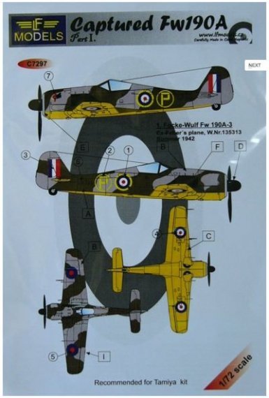 1/72 Decals Captured Fw190A  Part I. (TAM)