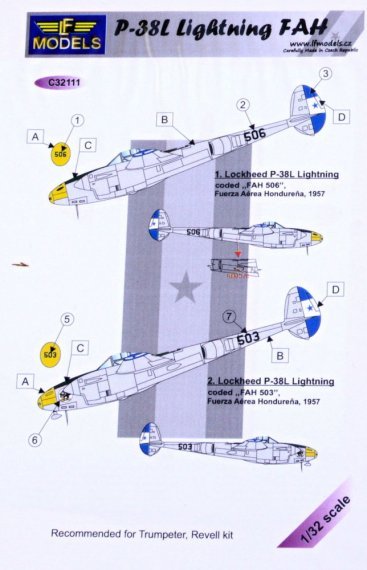 1/32 Decals P-38L Lightning FAH