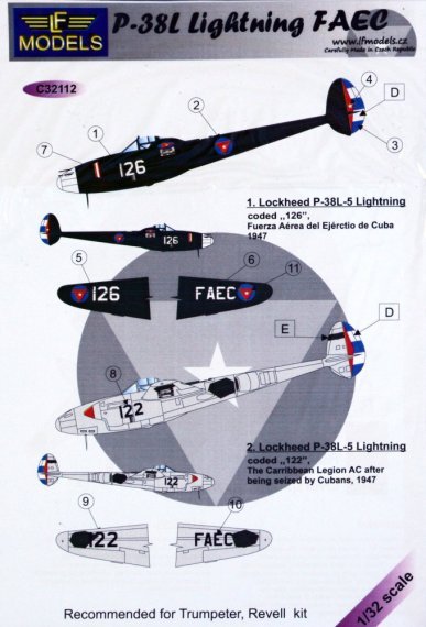 1/32 Decals P-38L Lightning FAEC