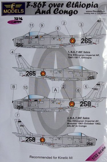 1/32 Decals F-86F over Ethiopia (KINETIC)