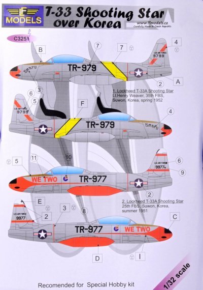 1/32 Decal & mask T-33 Shooting Star over Korea