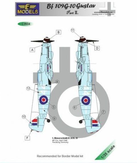 1/35 Decals Bf 109G-10 Gustav part II. for Border Models