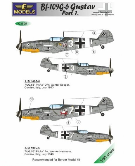 1/35 Decals Bf-109G-6 Gustav part I. for Border Models