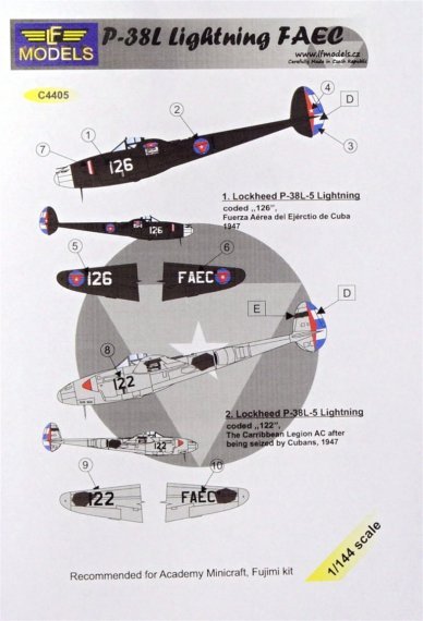 1/144 Decals P-38L Lightning FAEC