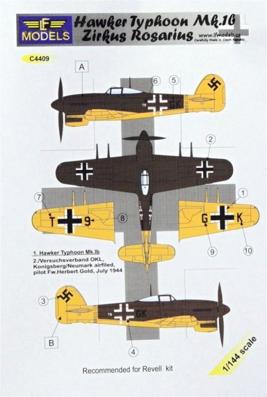 1/144 Decals Hawker Typhoon Mk.Ib Zirkus Rosarius