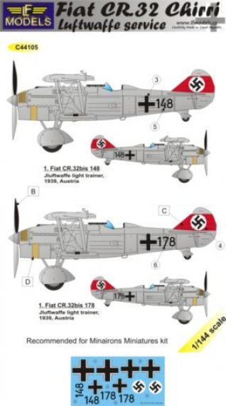 1/144 Decals Fiat CR.32 Chirri Luftwaffe Service