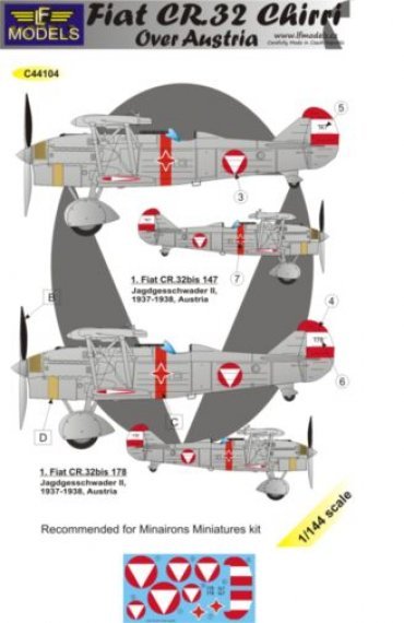 1/144 Decals Fiat CR.32 Chirri Squadon Musollini II