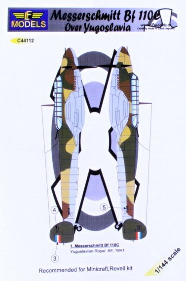 1/144 Decals Bf 110C over Yugoslavia