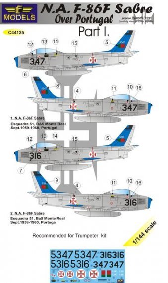 1/144 Decals F-86F Sabre over Portugal Pt.1