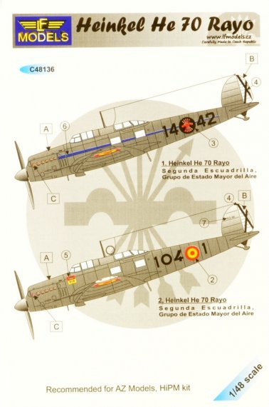 1/48 Decals Heinkel He 70 Rayo