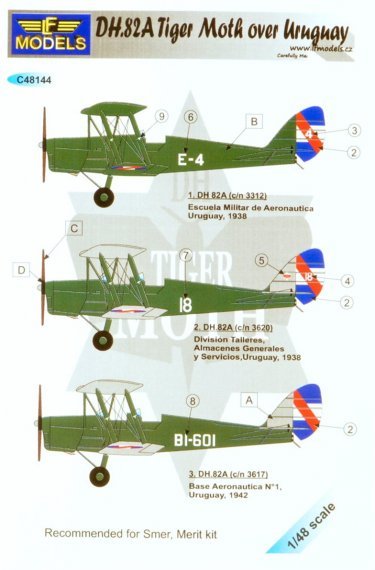 1/48 Decals DH.82A Tiger Moth over Uruguay