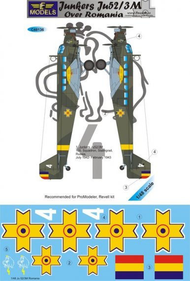 1/48 Decals Junkers Ju52/3M over Romania
