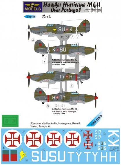 1/48 Decals H.Hurricane Mk.II over Portugal Pt. I