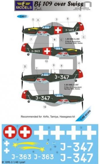 1/48 Decals Bf 109 over Swiss Part I. (HAS/TAM)