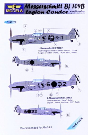 1/48 Decals Bf 109B Legion Condor