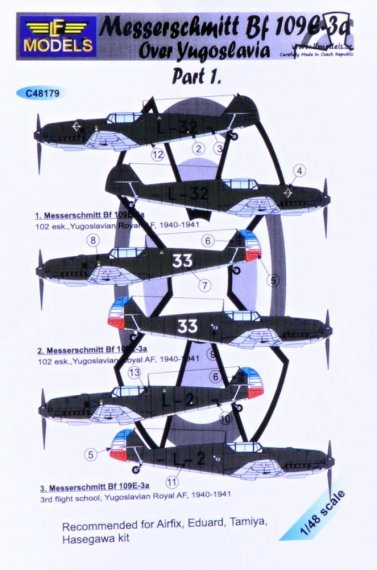 1/48 Decals Bf 109E3a Yugoslavia I.