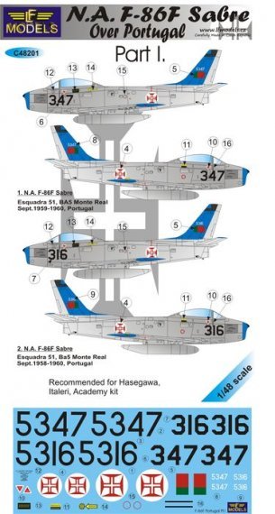 1/48 Decals F-86F Sabre over Portugal Part 1