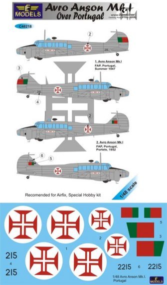 1/48 Decals Avro Anson Mk.I over Portugal