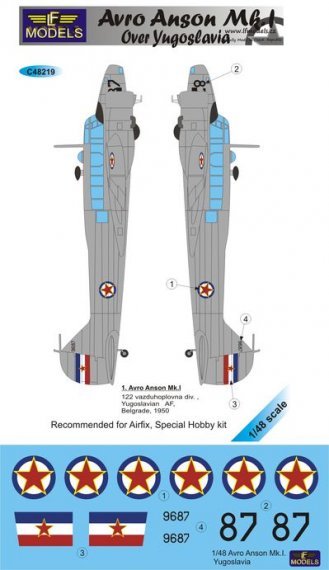 1/48 Decals Avro Anson Mk.I over Yugoslavia