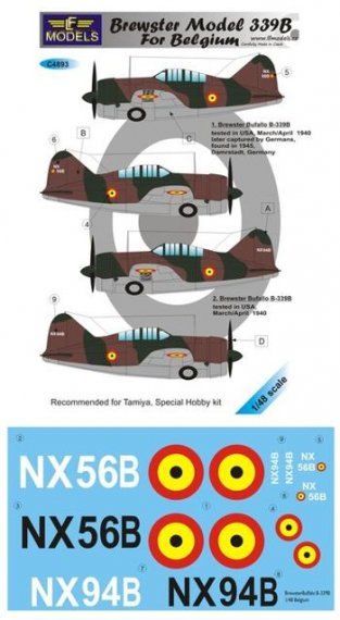 1/48 Decals Brewster Model 339B for Belgium (TAM)