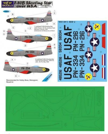 1/48 Decals F-80B Shooting over USA (+mask)
