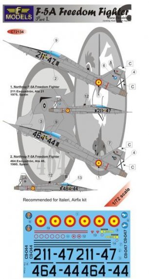 1/72 Decals F-5A Freedom Fighter Spain (ITAL) Pt.1
