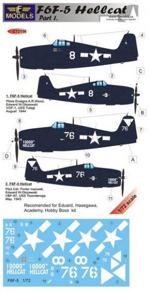 1/72 Decals F6F-5 Hellcat Part I.