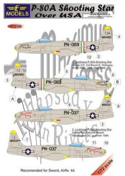 1/72 Decals P-80A Shooting Star over USA (SWORD)