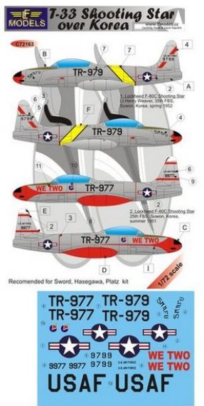 1/72 Decals T-33 Shooting Star over Korea (SWORD)