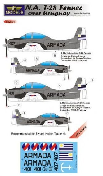 1/72 Decals N.A. T-28 Fennec over Uruguay (HELL)