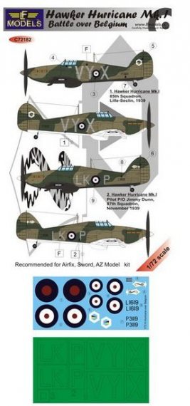 1/72 Decals Hurricane Mk.I Battle over Belgium