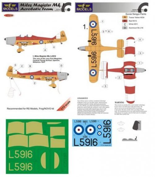 1/72 Decals Miles Magister Mk.I Acrobatic Team