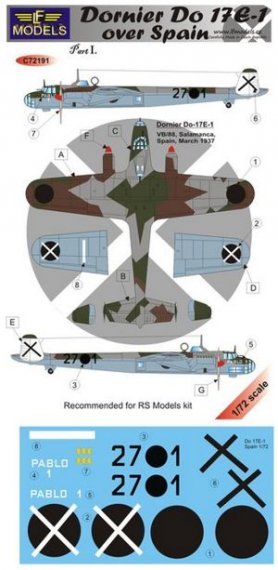 1/72 Decals Dornier Do 17E-1 over Spain  part I