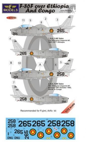 1/72 Decals F-86F over Ethiopia (FUJI/AIRFIX)