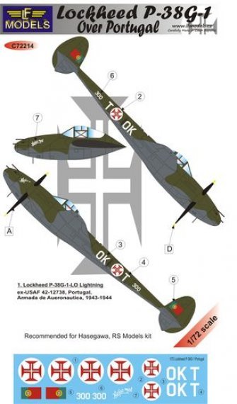 1/72 Decals Lockheed P-38G-1 ov.Portugal