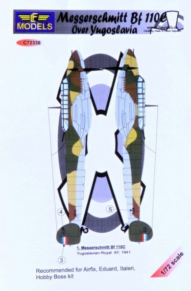 1/72 Decals Bf 110C over Yugoslavia