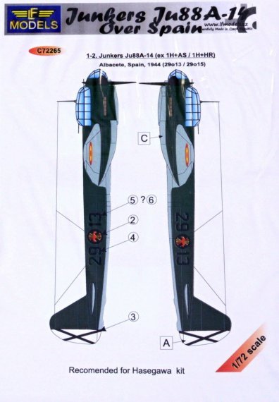 1/72 Decals Junkers Ju 88A-14 over Spain