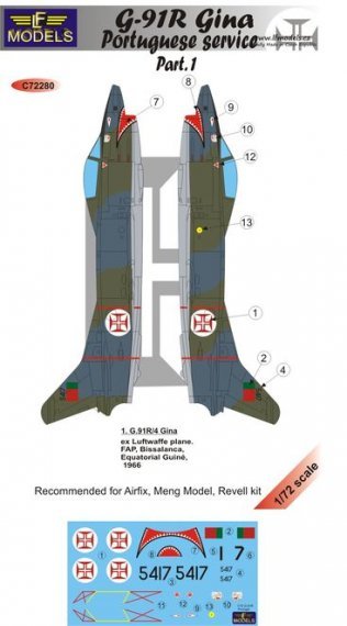 1/72 Decals G-91R Gina Portuguese service Part I